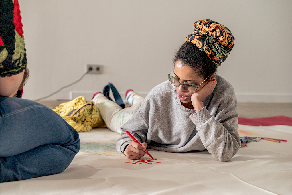 Social Mapping session at SAVVY Contemporary, Berlin, February 2026. Oscar Murillo, 2026. Courtesy the artist. Photo copyright: ©Matthew Hansen